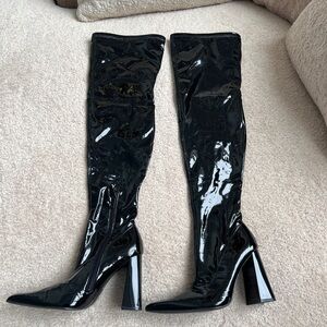 Zara Shiny Black Over the Knee Boots